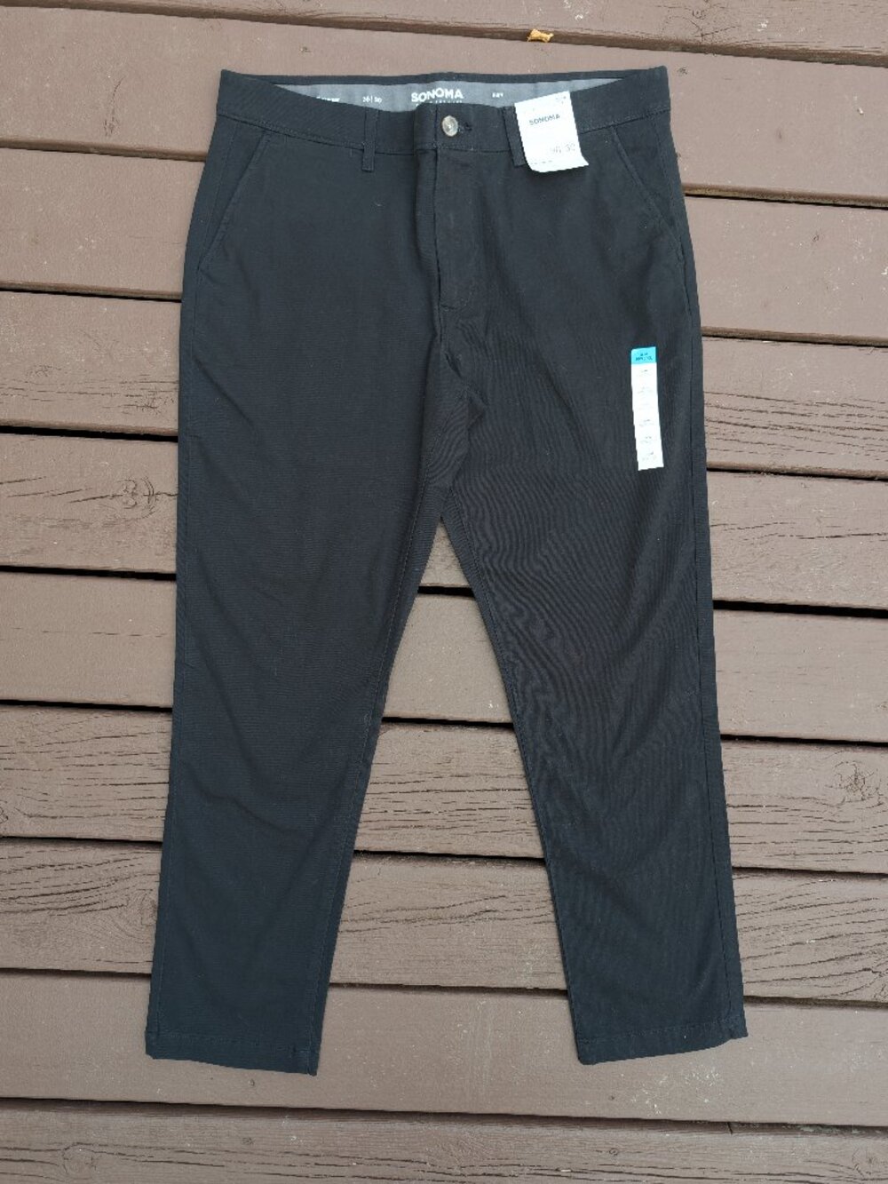 NEW NWT Sonoma Flexwear Black Pants Slim Men's Size 36x30